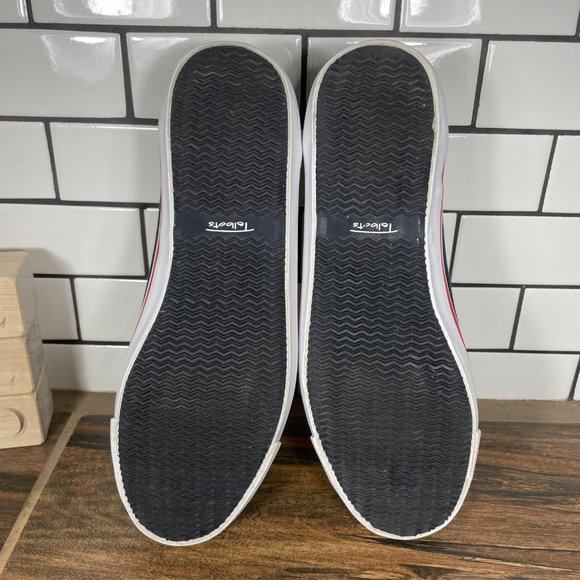 Talbots Women's Size 7.5 Shoes Blue Canvas Gold Crested Slip On Comfort Flats - Picture 7 of 14